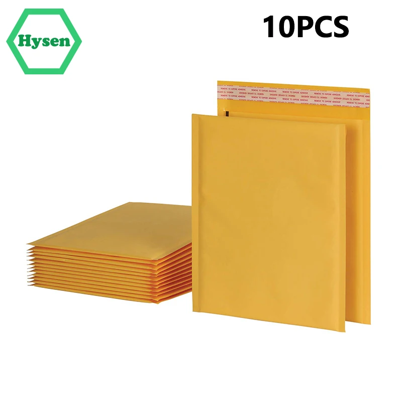 

10Pcs Bubble Mailers Shipping Envelopes Durable Yellow Kraft Padded Envelopes Redi-Strip Peel Off Closure Bubble Bag Gift Bags