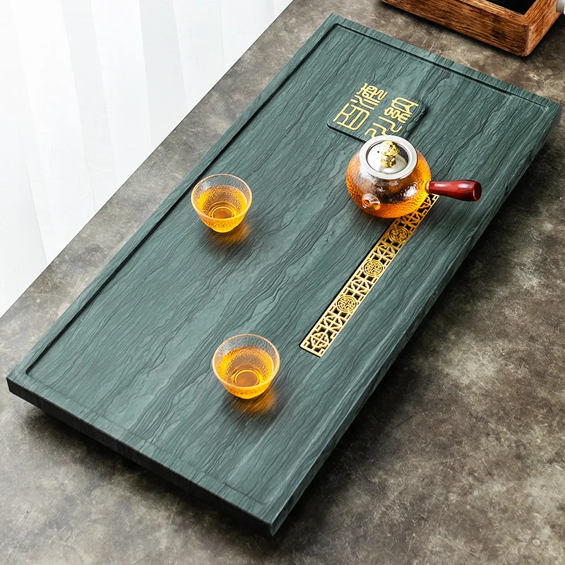 

Rectangular Chinese Tea Tray Black Long Complete Organiser Kung Fu Tea Tray Large Storage Vassoio Pietra Nera Office Accessories