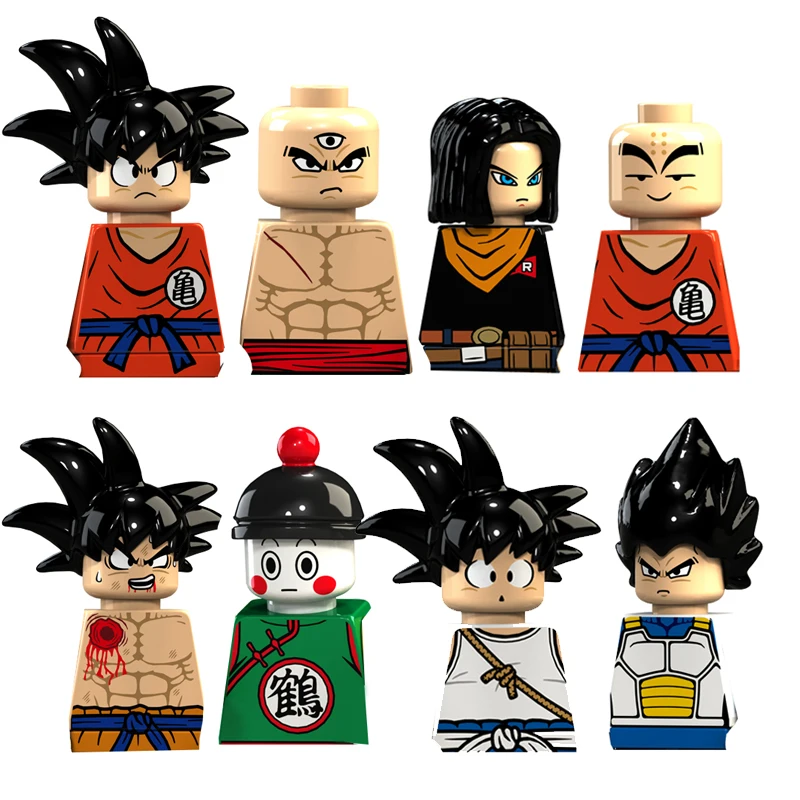 

8Pcs Anime Dragon Ball Z Building Blocks Guko Vegeta Gohan Chiaotzu Tien Shinhan Kuririn Action Figures Bricks Toys Kids Gifts