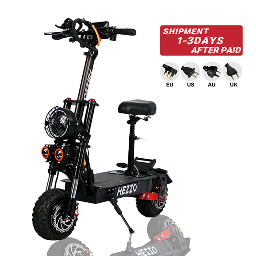 

HEZZO 60V 5600W Escooter Foldable Off Road Electric Scooter Dual Motor Powerful 11 inch Fat Tire 40AH Esooter with Seat