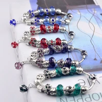 yadelai couple crystal bracelet for women european and american beaded crown diy pandora bracelet large hole glass bead bracelet
