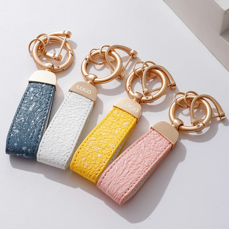 Роскошный кожаный металлический брелок с логотипом на заказ подвеска для