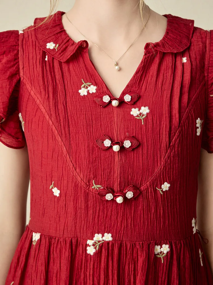 Женское ТРАПЕЦИЕВИДНОЕ ПЛАТЬЕ С заниженной талией V-образным вырезом и цветочным