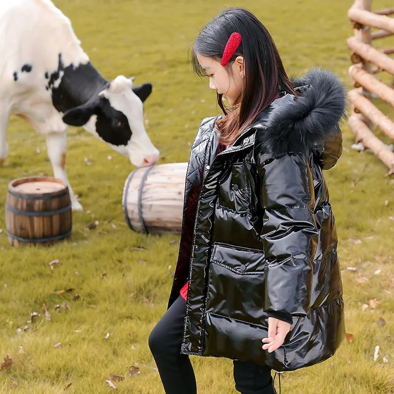 

Girls Winter Fashion Down Jacket Kids Waterproof Thick Coat Children's Warm Hooded Outerwear Students Black Overcoat 6 8 11 12 Y
