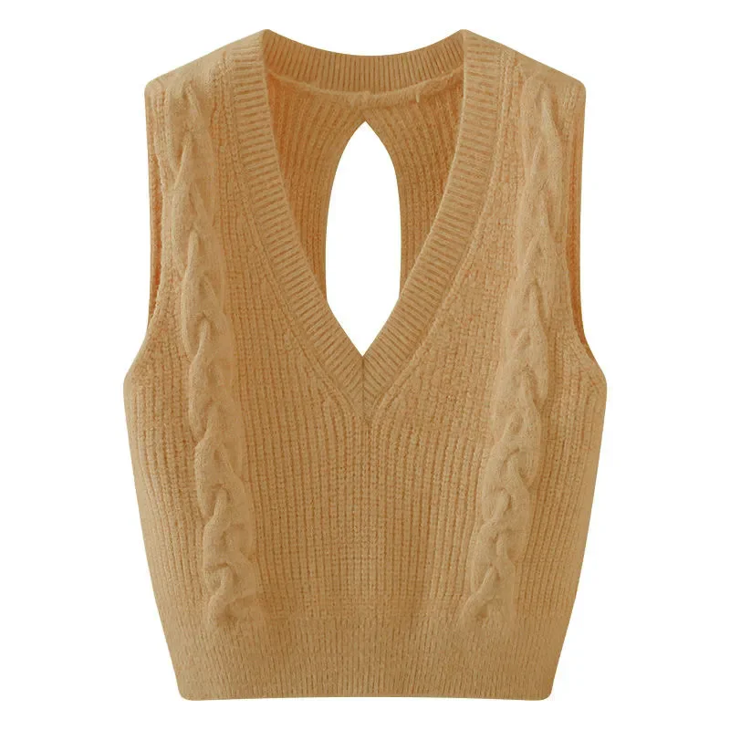 Милый свитер жилет женский пуловер вязаные топы женская осенняя новая мода