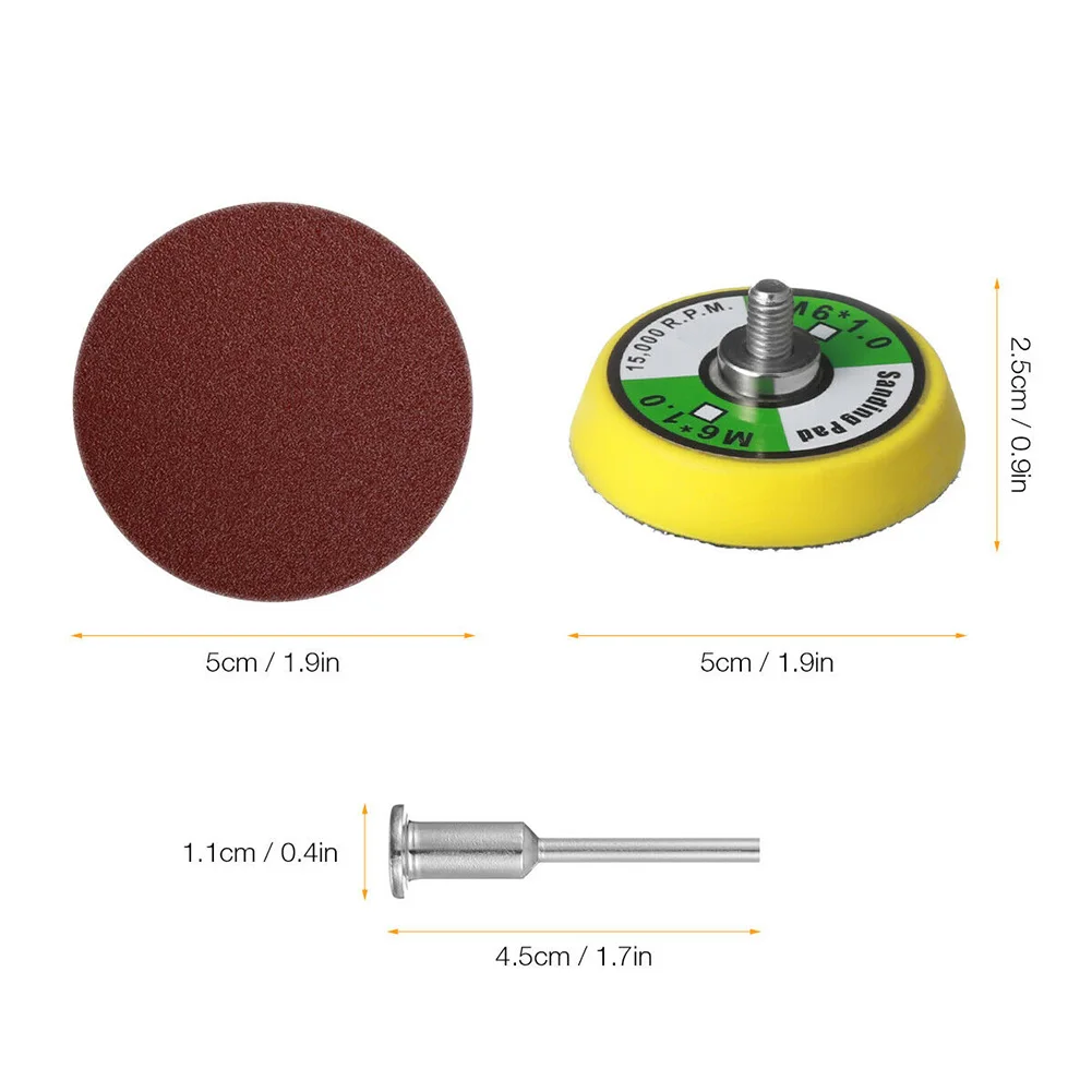 

100Pcs 2Inch 50mm 80-3000Grit Sanding Discs Sandpaper With M6 Soft Backing Pad Foam Buffering Pads For Drill Grinder Rotary Tool