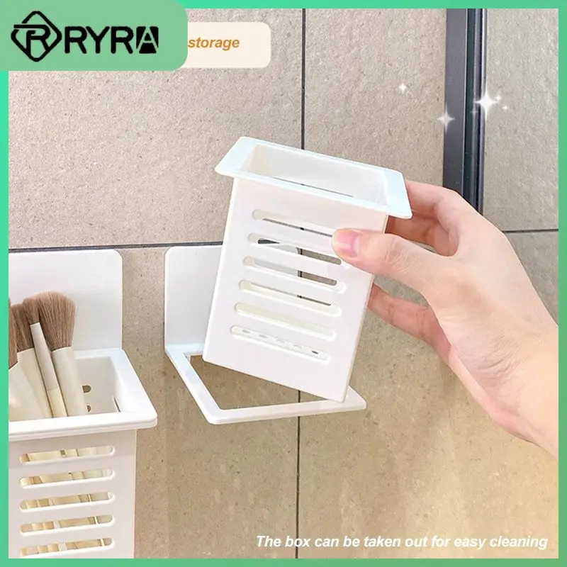 

5/8/10PCS Drain Rack Toothpaste Toothbrush Floating Organizer Hollow Non-perforated Bathroom Supplies Wall Mounted Storage Rack