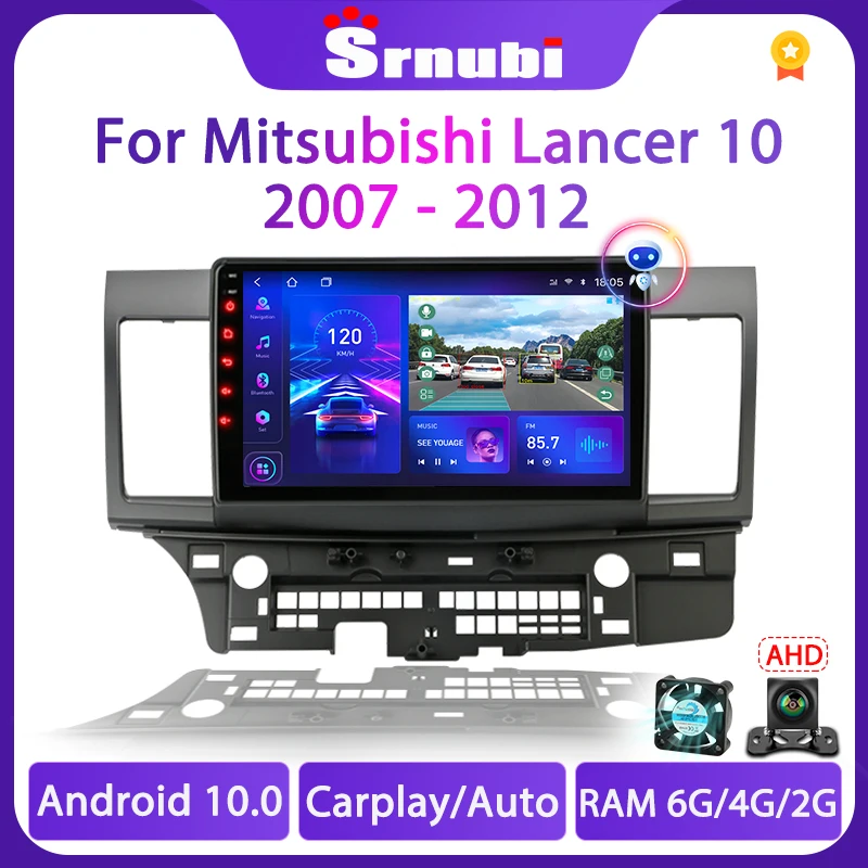srnubi android 10 car radio for mitsubishi lancer 10 cy 2007 2017 multimedia video player 2din navigation gps carplay stereo dvd free global shipping
