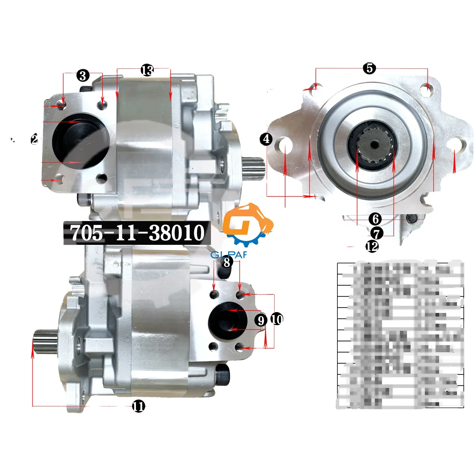 WA500 WD500 Шестеренчатый насос 705-12-38010 НАСОС В СБОРЕ