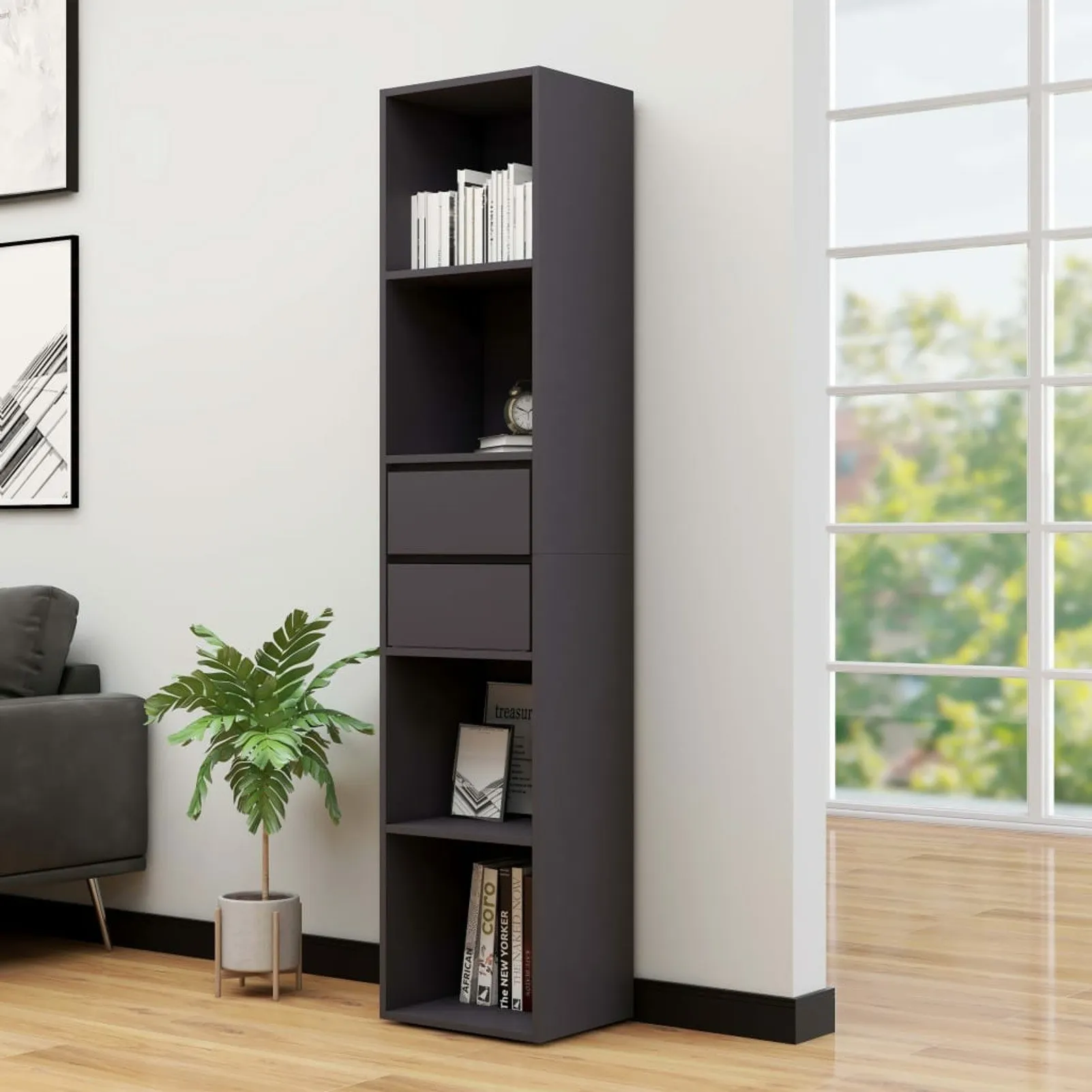 

Book Cabinet Gray 14.2"x11.8"x67.3" Chipboard