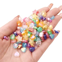 100pcs acrylic heart shape beads five stars colorful loose spacer beads for jewelry making bracelet diy handmade accessories