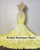 sexy mermaid prom dresses 2022 for black girls halter illusion beads rhinestone aso ebi party dress ruffles robe de bal