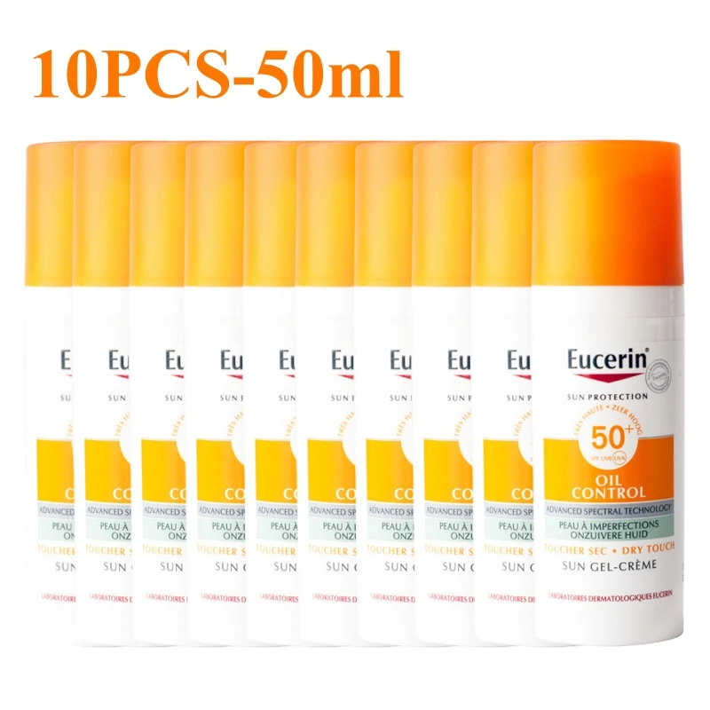 

10pcs Eucerin Face Sunscreen Oil Control Spf 50+ Anti-Shine Sun Protection Refreshing Gel-Cream For Oily Acne Sensitve Skin 50ml
