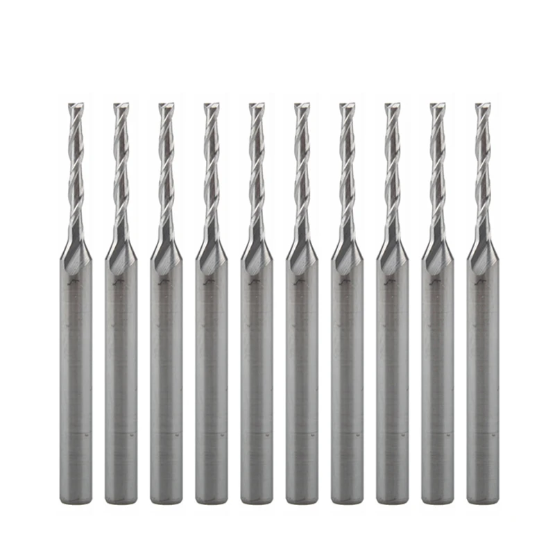 

10pcs/lot 3.175*1.5*12mm Two Flutes Solid Carbide Micro End Mill Milling Cutters CNC Wood Engraving Tools Spiral Router Bits