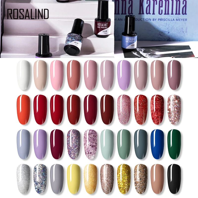 

ROSALIND Nail Gel Polish 7ML Variety Of Colors Be Selected Semi Permanent Nail Lacquer For Manicure Soak Off Base And Top Gel