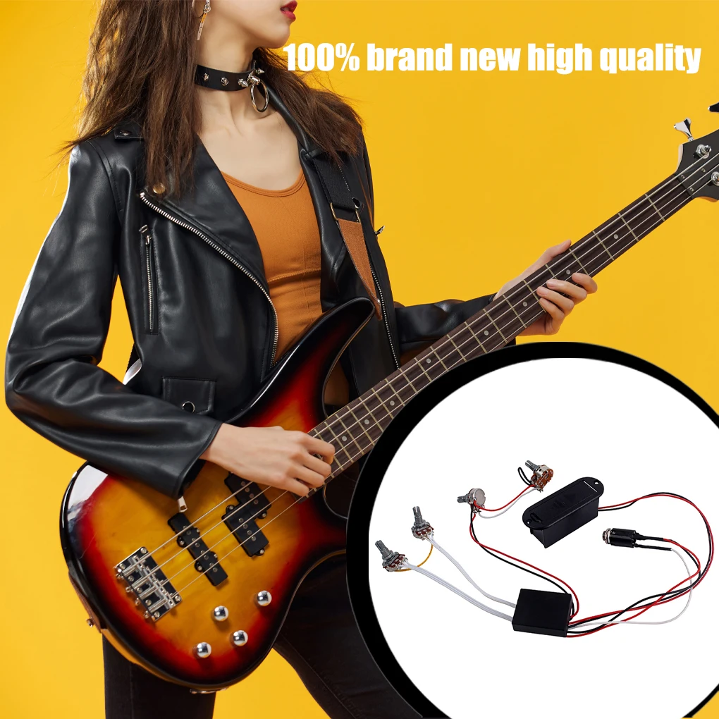

2 Bands Active Bass Guitar EQ Preamp Circuit Wiring Harness Pickup Tone Volume Control System Musical Instrument Accessory