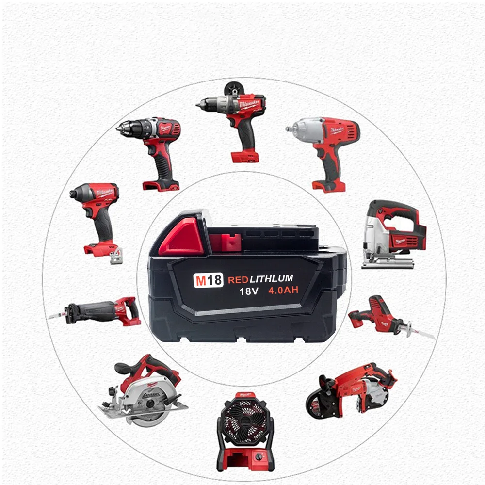 

For Milwaukee M18 4.0AH 18V Power Tool Rechargeable Lithium-Ion Battery Replacement 48-11-1815 48-11-1850 48-11-1840 Z50 Charger