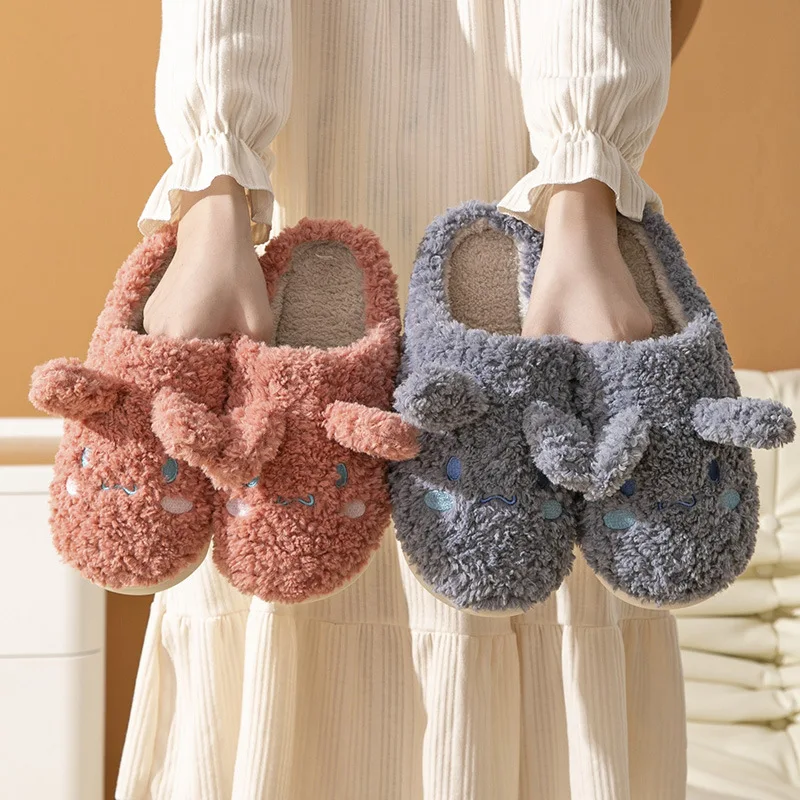 Cartoon Home Fuzzy Slipper for Women Cute Rabbit Girls House Faux Fur Ladies Slippers Winter Indoor Warm Plush Shoes Slides