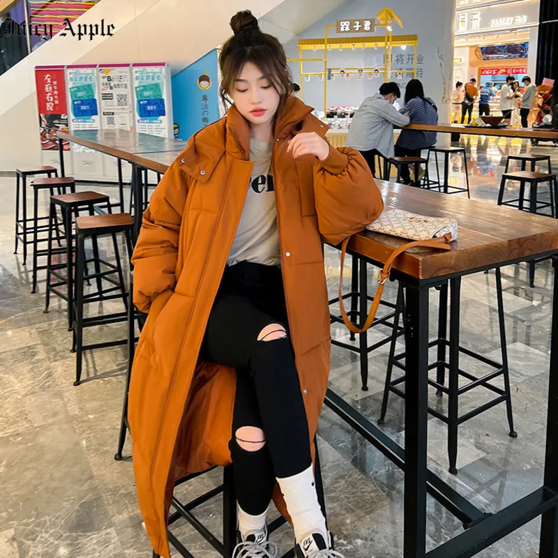 Women's Winter Parkas 2022 Long Over-the-knee Thick Jackets Female Loose Hooded Winter Jacket Streetwear Coats Female Clothing