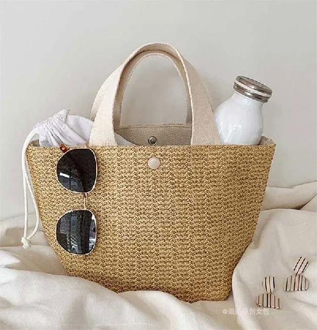 

Fashion Women woven Summer Straw Tote Bag Beach Casual Shoulder Bag Handbag Basket purses travel Shopping Bags 2022 New