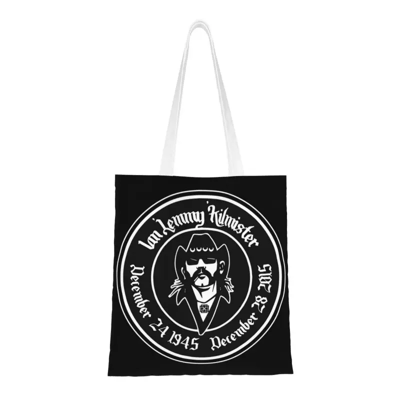 

Custom British Music Producer And Actor Lemmys Canvas Shopping Bag Women Recycling Groceries Shopper Tote Bags