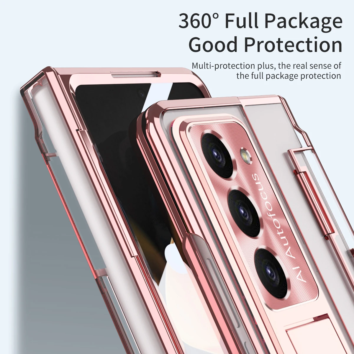 Luxury Shell Film Integrated Hinge Folding Phone Case For Samsung Galaxy Z Fold 5 Anti-bump Transparent Folding Protective Cover