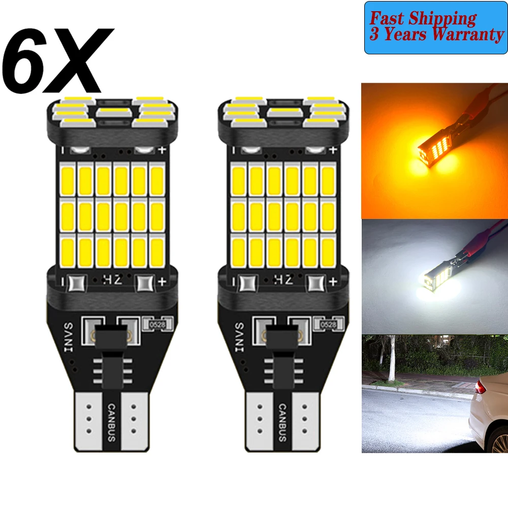 

6x T10 W5W 4014 45SMD W16W T15 LED Bulbs Canbus LED Backup Light 921 912 W16W LED Bulbs Car Reverse Lamp Xenon White DC12V T10