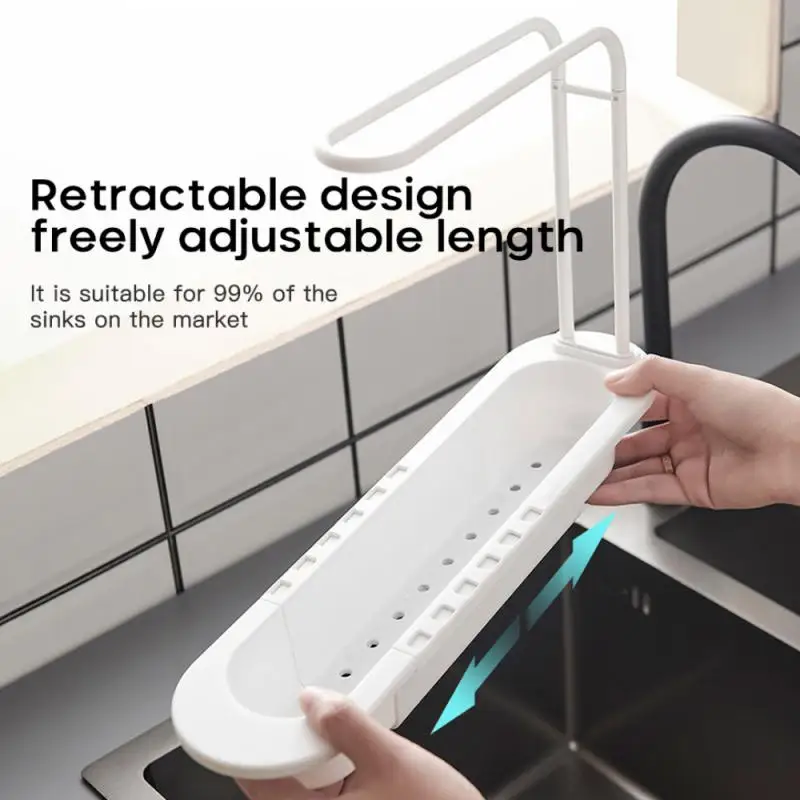 Kitchen Telescopic Sink Shelf Drainer Rack Organizer Soap Sponge Holder Towel Storage Basket Accessories |