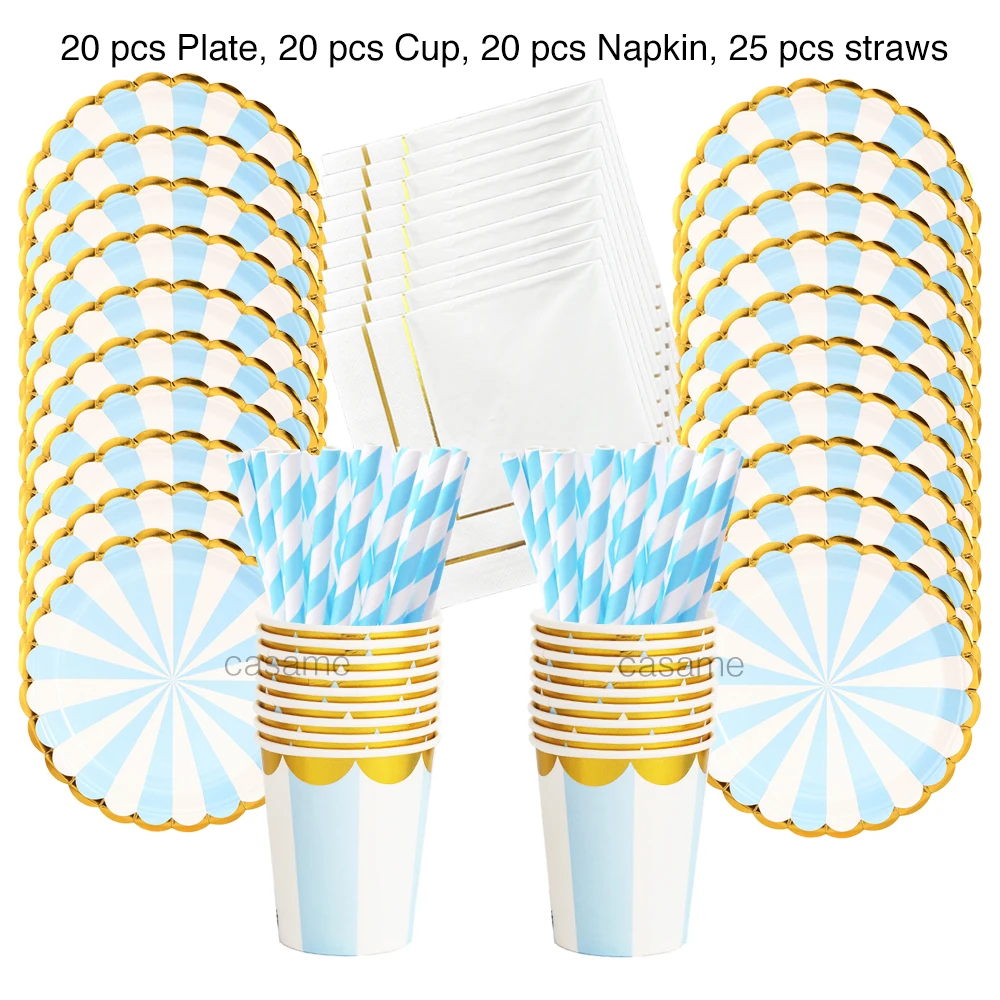 

Одноразовая посуда для детского праздника розовый голубой набор