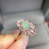 meibapj natural opal gemstone fashion flower rings for women real 925 sterling silver charm fine wedding jewelry