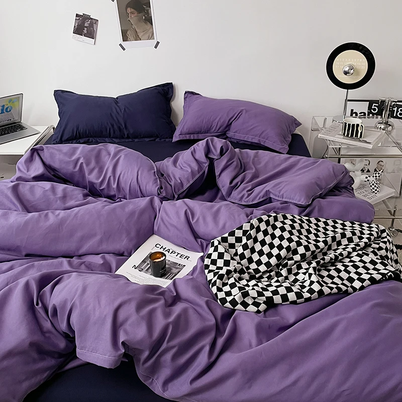 

Solstice Home Pure Color Purple Blue Kid Boy Child Girl Bedding Cover Set Twin Queen King Bed Sheet Pillowcase Duvet Cover
