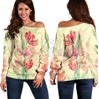 yx girl flower art 3d printed novelty women casual long sleeve sweater pullover