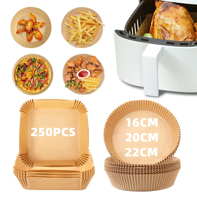 Air Fryer Square Round Rectangul Baskets Disposable Paper Liner Oil-proof Paper Tray Non-Stick Baking Mat Air Fryer Accessories