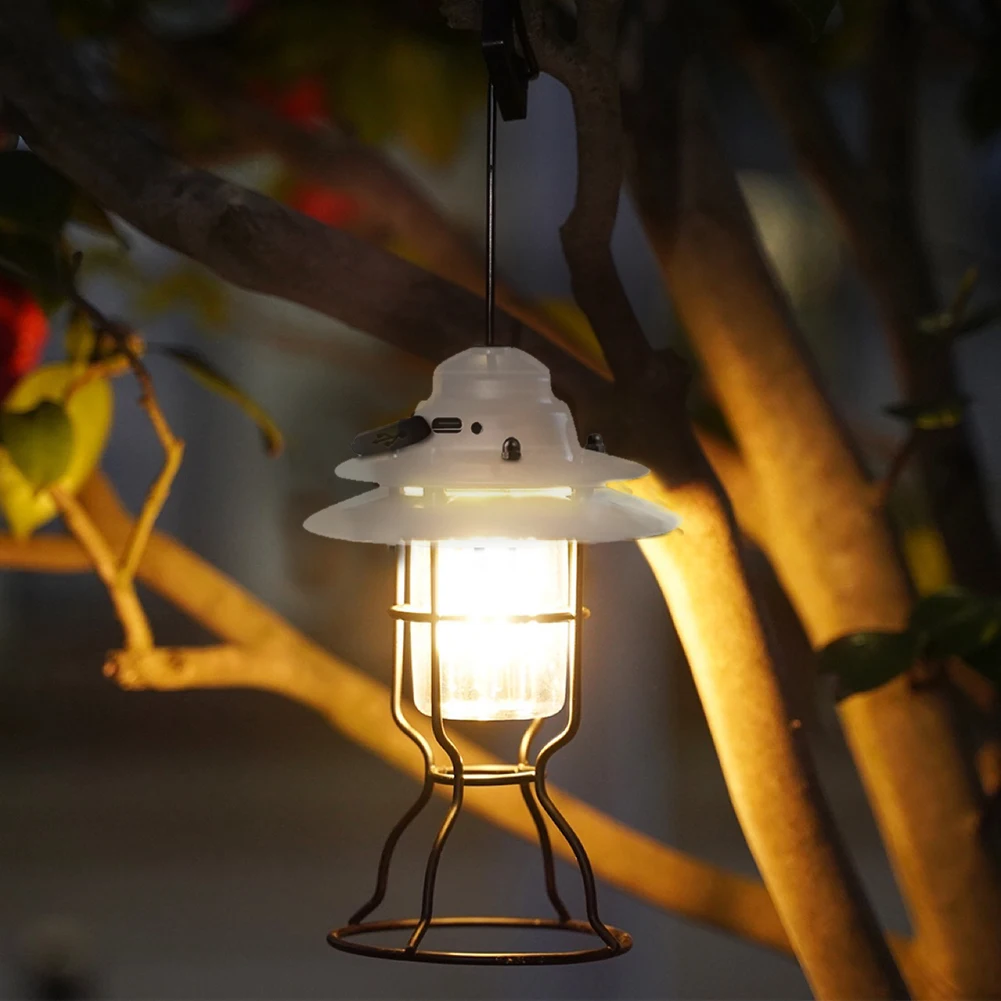 

LED Camping Lamp Outdoor Lights Iron Hanging Lantern Waterproof Rechargeable Vintage Cafe Bar Club Nightlights