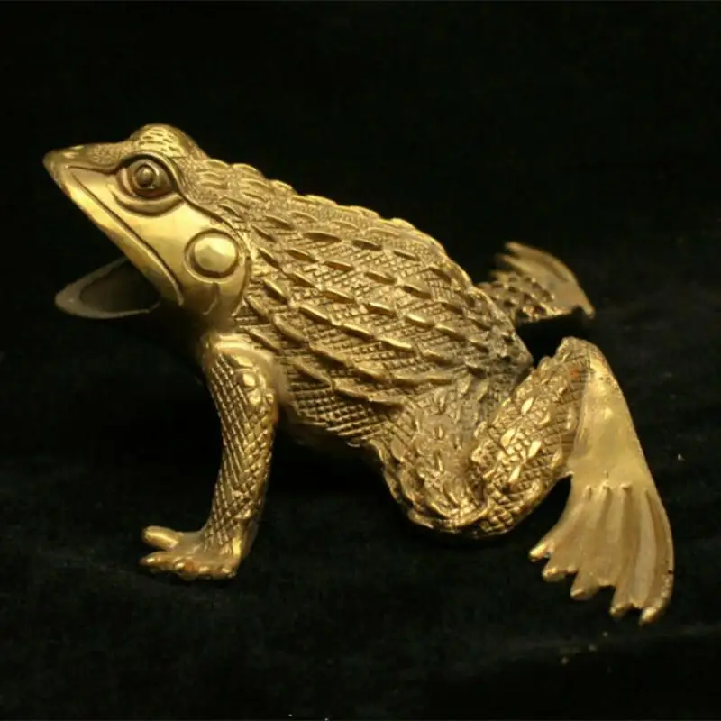 

China Chinese Folk Fengshui Brass Lucky Animal Frog Statue Sculpture statues for decoration Collection ornaments Jin Chan Gift