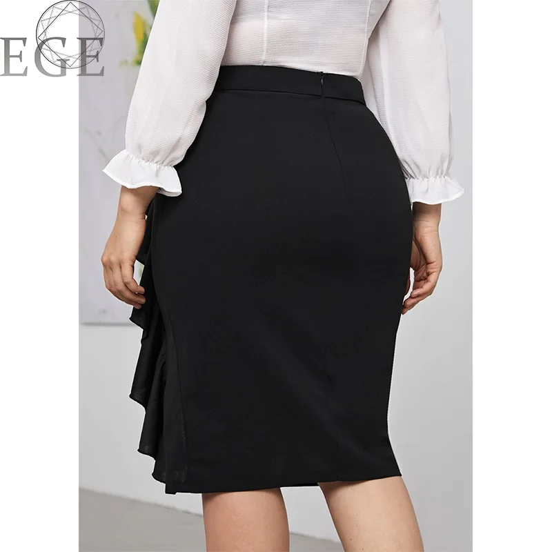 Elegant Plus Size Women's Spring Summer Black Skirts Hip Covered PLUS SIZE 5XL 6XL Women's Black Plus Size Skirts