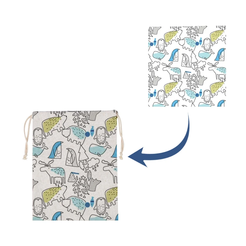 

Оптовая продажа, дизайнерская Рождественская Подарочная сублимационная Льняная сумка на шнурке, Сумка с Сантой