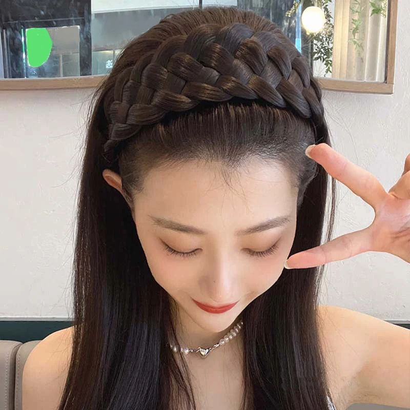 

Five-strand Braid Fishbone Braid Headband With Teeth Non-slip Black Brown Hair Hoop Hair Accessories Widened Thickened Hairbands