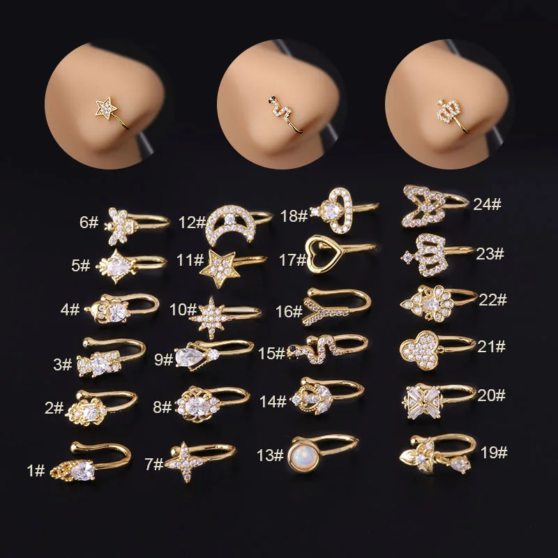 

2022 New Trend Inlaid Zircon False Nose Clip Non Perforated Puncture Nose Accessories for Women Fake Piercing Body Jewelry