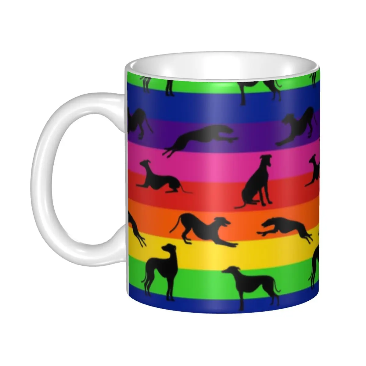 Радужная кофейная кружка grey T Greyhound, сделай сам, керамическая чайная кружка с изображением собаки
