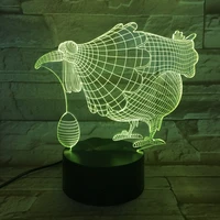 cock rooster 3d lamp acrylic usb led night lights neon sign lamp xmas christmas decorations for home bedroom birthday gifts
