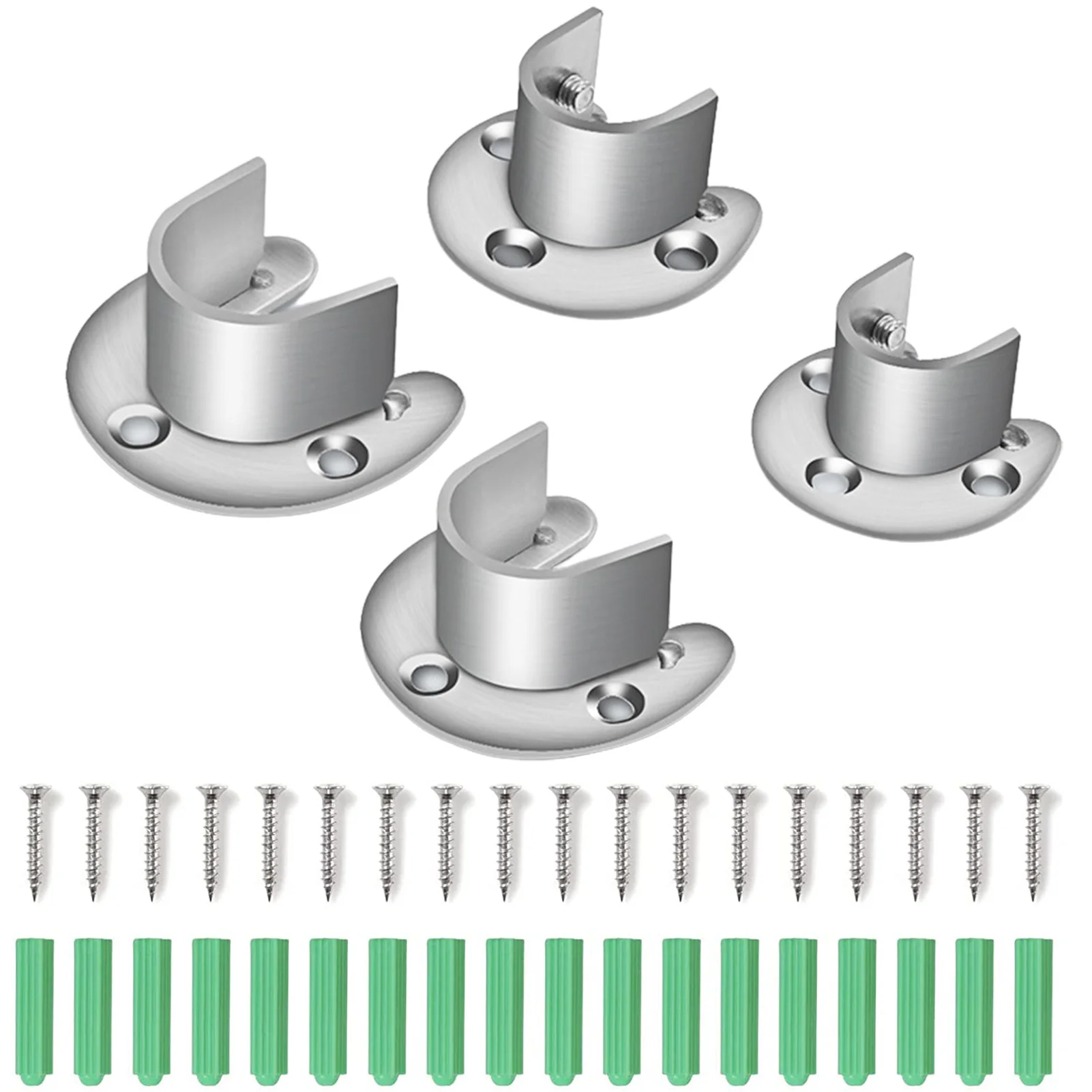 

4-PCS Closet Rod Support Stainless Steel U-shaped Wardrobe Bracket Set Stainless Steel Wardrobe Bracket Closet Pole Socket With