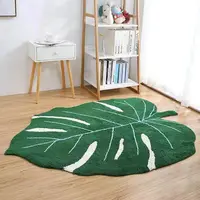 Tufting Leaf Shape Carpet Cotton Floor Protection Mat Study Room Foot Mat Bedroom Bedside Decor Rug Safety Children's Game Pad