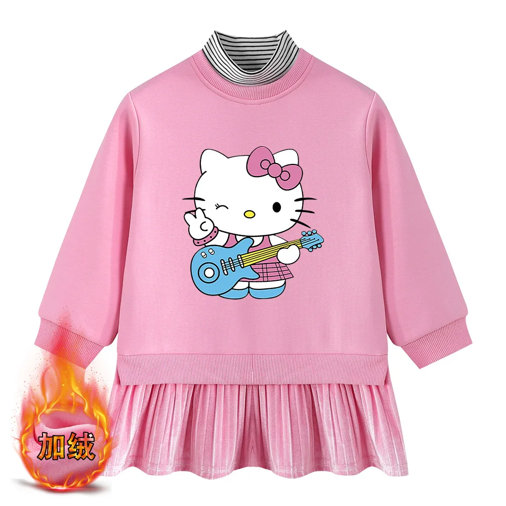 

Детская одежда, платье для ванной для девочек, Новинка весна-осень 2023, Детская плюшевая Теплая юбка, осеннее платье с полувысоким воротником