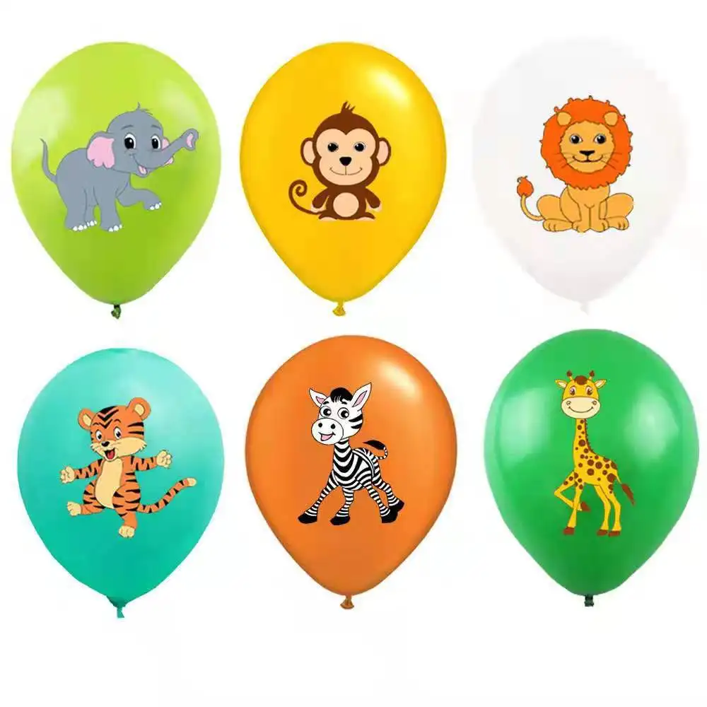 

Lion Tiger Latex Balloon Forest Animal Birthday Theme Party Elephant Giraffe Monkey Zebra Pattern Party Decor Balloon Supplies