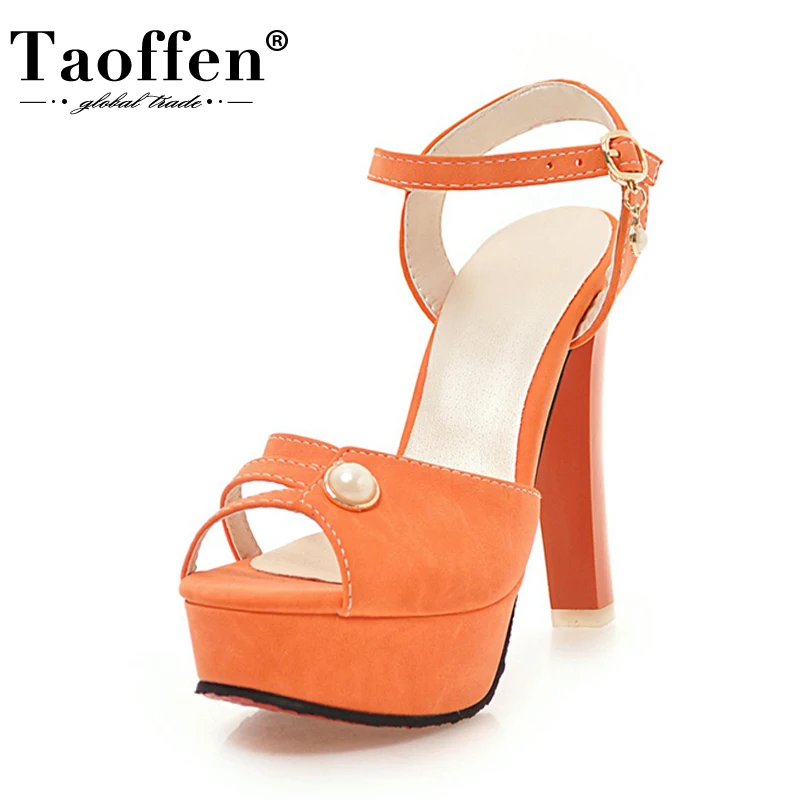 

Taoffen Size 33-43 Women High Heel Sandals Pltfrom Beads Buckle Fashion Sweet Summer Woman Shoes Party Wedding Shoes Footwear