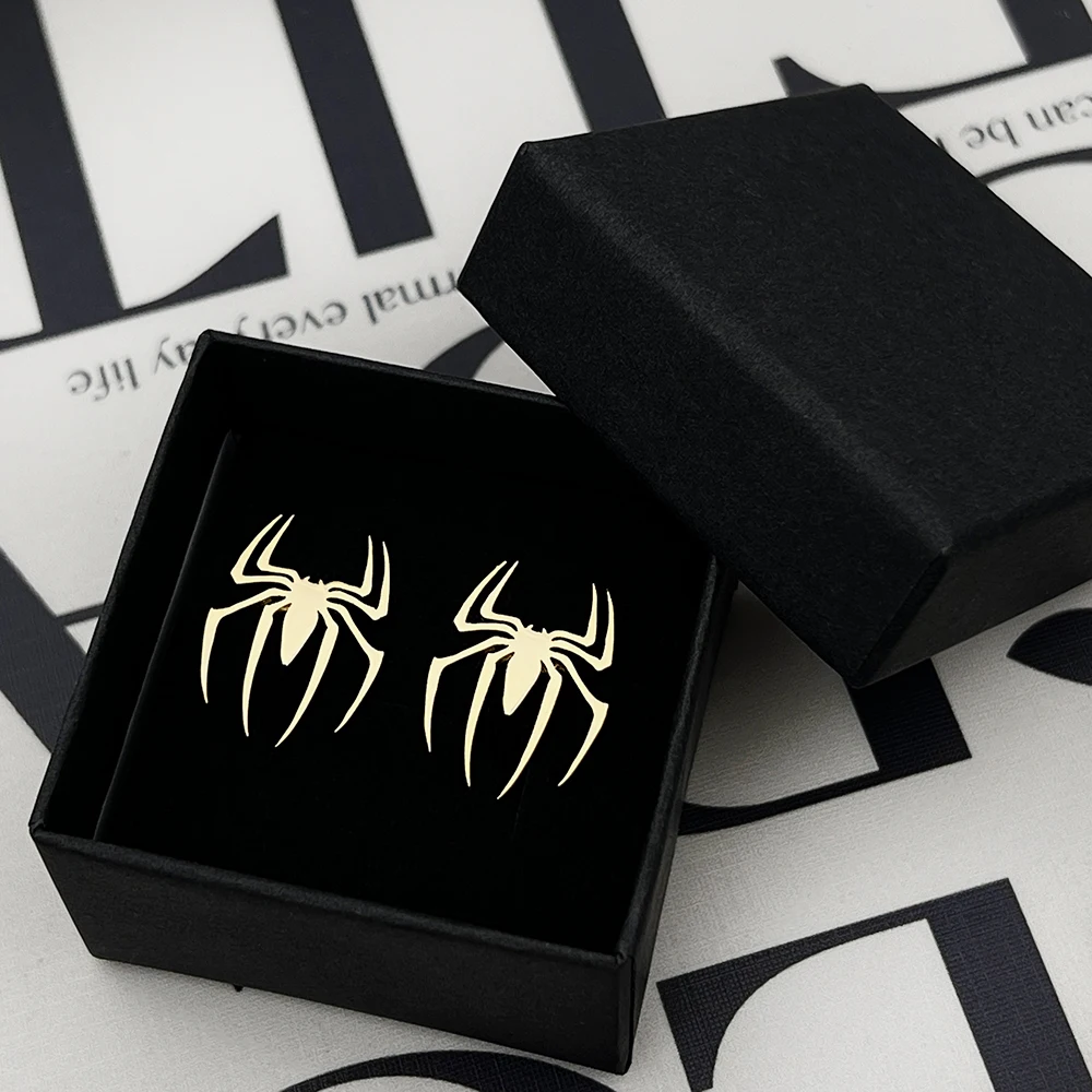 

Luxury Spider Men Cufflinks Suit Shirt Clasp Cuff Buckle Stainless Steel Silver Jewelry Wedding Party Women Box Gift Grooms