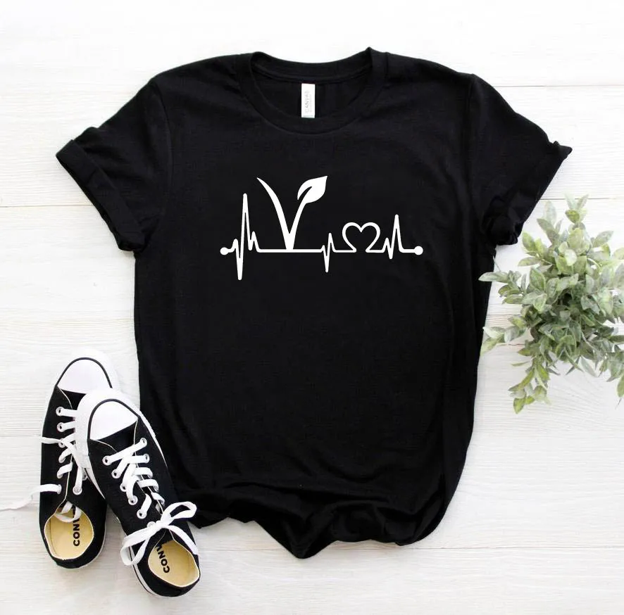

Vegetarian vegan Heartbeat Lifeline Women Tshirt Funny t Shirt For Lady Girl Top Tee Hipster 5 Colors Drop Ship