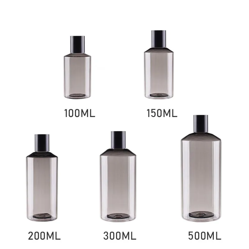 

50ML-500ML X 20 Empty Plastic Oblique Shoulder Bottles With Silver Screw Lid Emollient Water Cosmetic Toner Bottles Massage Oil