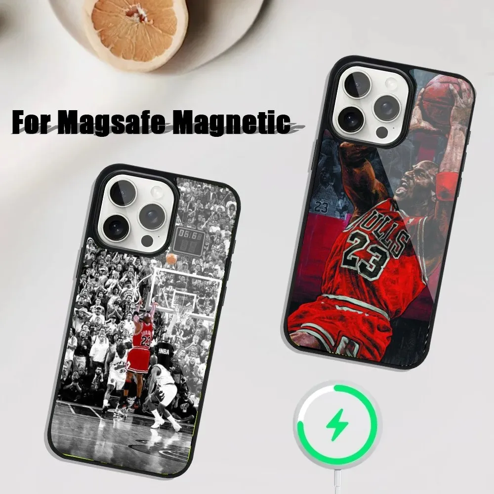 Basketball Cool Phone Case For iPhone 16 15 14 13 12 11 Plus Pro Max Mini J-JordanES-S-no-23 Magsafe Magnetic Wireless Charging
